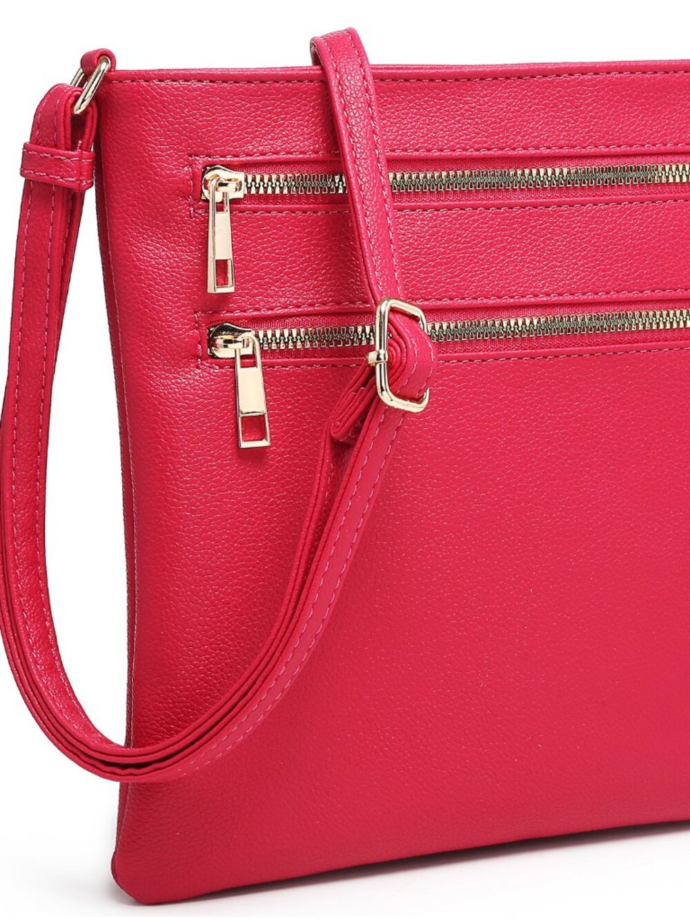 Fashion Zip Pocket Crossbody Bag - Dark Fuchsia
